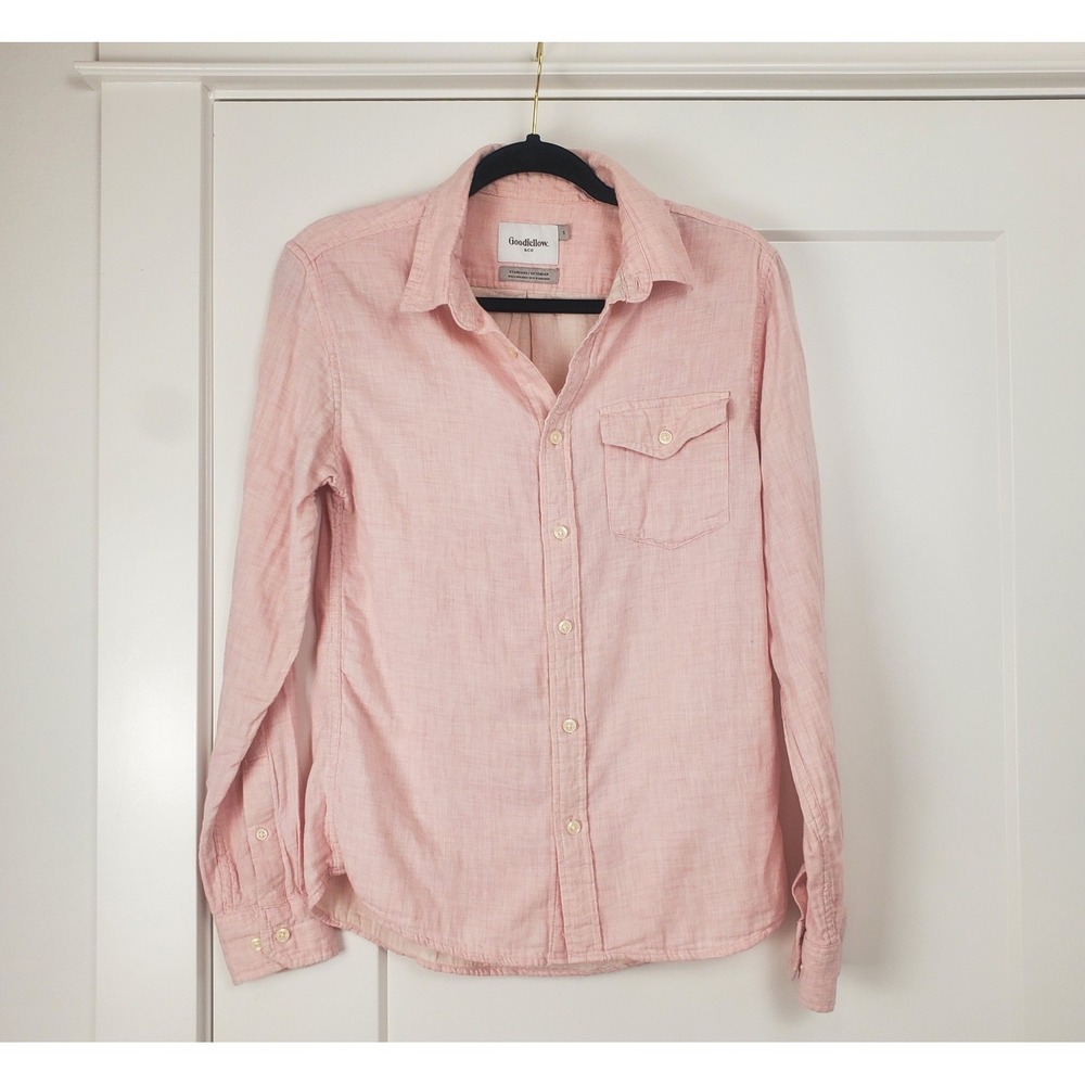 100% Cotton Pink Long Sleeve Goodfellow & Co Button Down Shirt Mens S